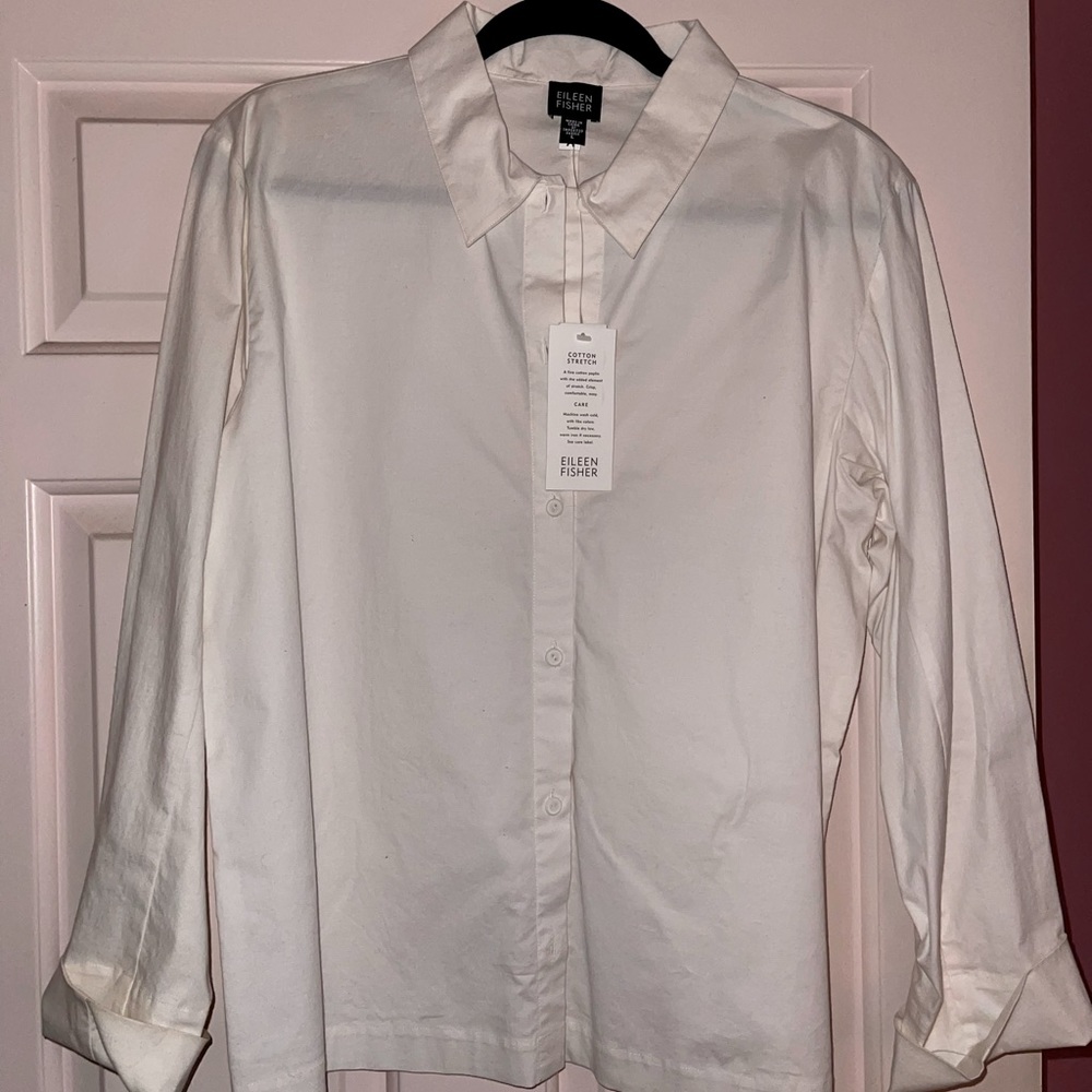 Eileen Fisher Cotton Stretch Classic Shirt NTW